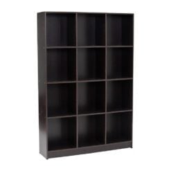 Bragg Eco Open File Cabinet Bookcase, 12 Shelves, Dark Walnut