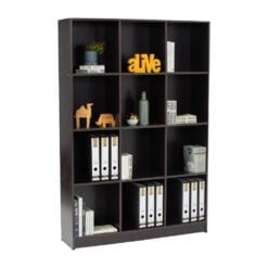 Bragg Eco Open File Cabinet Bookcase, 12 Shelves, Dark Walnut