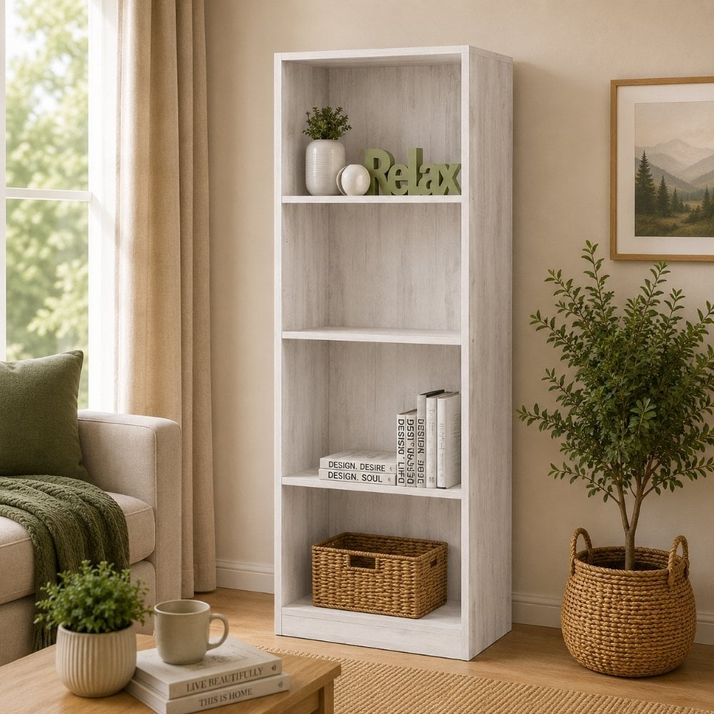 Bragg Eco Open File Cabinet Bookcase, 4 Shelves, Light Oak
