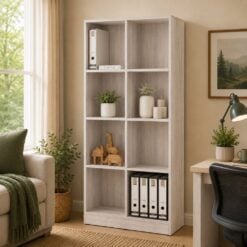 Bragg Eco Open File Cabinet Bookcase, 8 Shelves, Light Oak