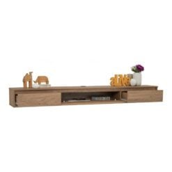 Bragg Hirado 1.8m Wall-Mounted Floating TV Stand, Natural Oak, Open Drawers