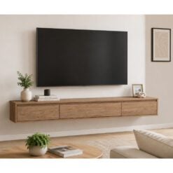 Bragg Hirado 1.8m Wall-Mounted Floating TV Stand, Natural Oak