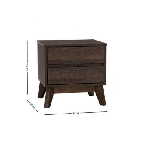 Bragg Hirado Bedside Side Table, Walnut Dimensions