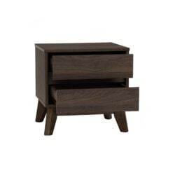 Bragg Hirado Bedside Side Table, Walnut Open Drawers