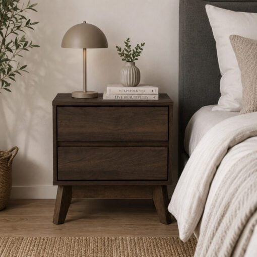 Bragg Hirado Bedside Side Table, Walnut