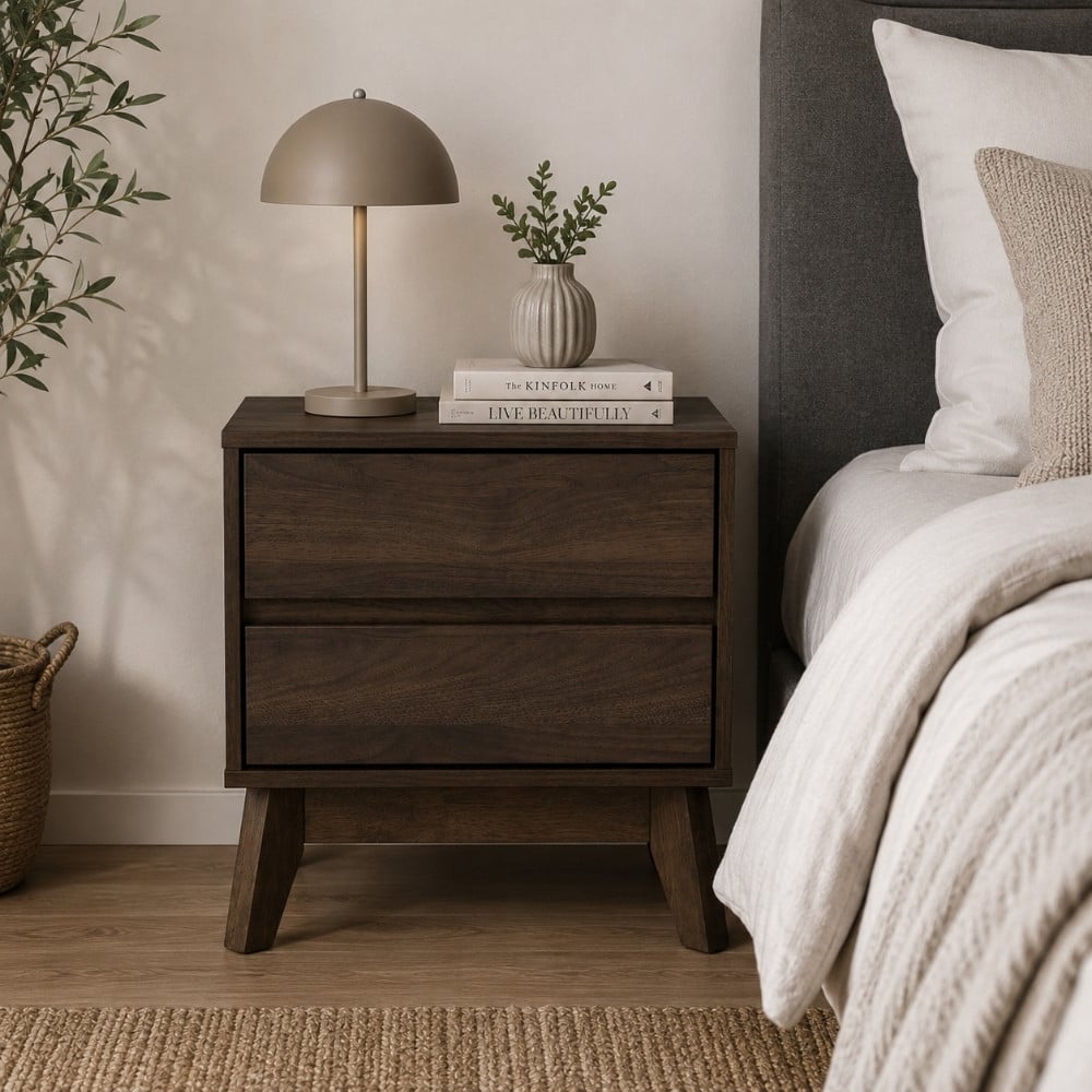 Bragg Hirado Bedside Side Table, Walnut