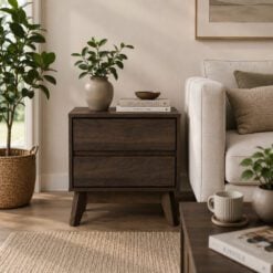 Bragg Hirado Bedside Side Table, Walnut