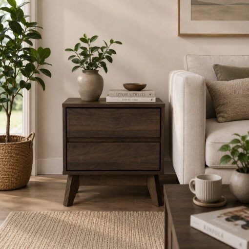 Bragg Hirado Bedside Side Table, Walnut