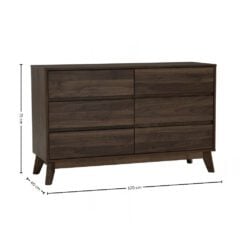 Bragg Hirado Chest of Drawers, 6 Drawers, Walnut Dimensions