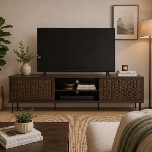 Bragg Krabi 1.6m TV Stand Dark Walnut & Black