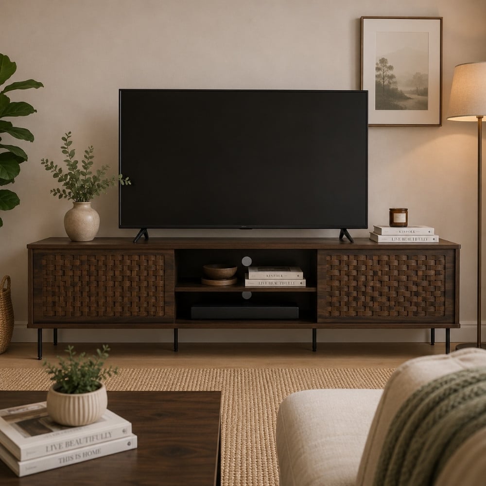 Bragg Krabi 1.6m TV Stand Dark Walnut & Black