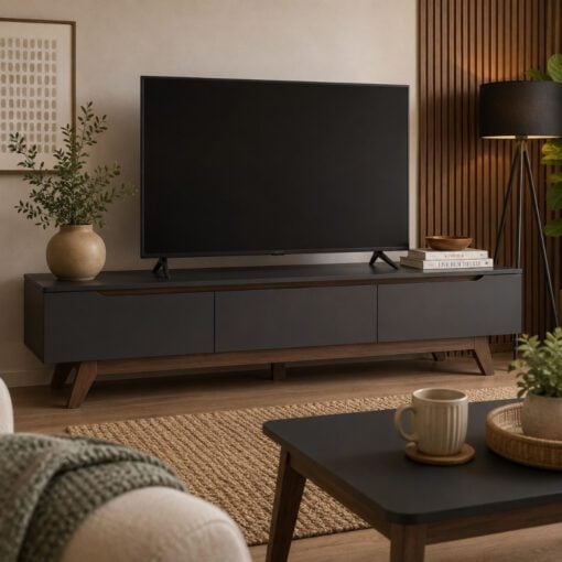 Bragg Mando 1.8m TV Stand Charcoal & Walnut