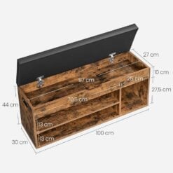 Bragg Valencia Shoe Rack Storage Bench, 100cm, Brown Black Dimensions