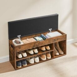 Bragg Valencia Shoe Rack Storage Bench, 100cm, Brown Black
