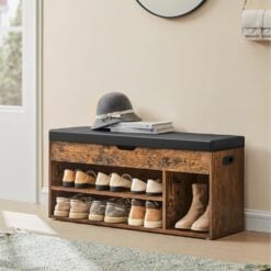 Bragg Valencia Shoe Rack Storage Bench, 100cm, Brown Black