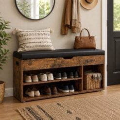 Bragg Valencia Shoe Rack Storage Bench, 100cm, Brown Black