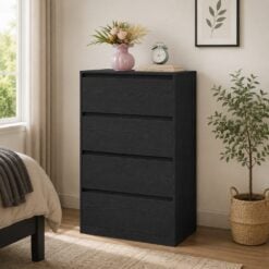 Bragg Verona Chest of Drawers Storage Cabinet, 4 Drawers, Black