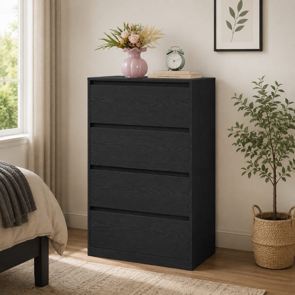 Bragg Verona Chest of Drawers Storage Cabinet, 4 Drawers, Black
