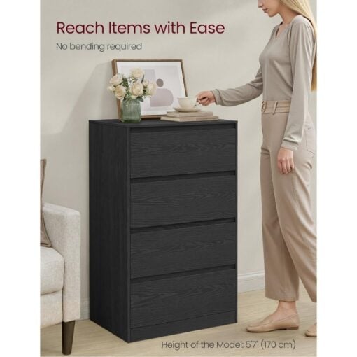 Bragg Verona Chest of Drawers Storage Cabinet, 4 Drawers, Black Height