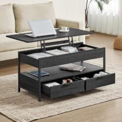 Bragg Victoria Lift Top Coffee Table with Storage Drawers, Black