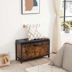 Bragg Whistler Shoe Rack Storage Bench, Rustic Brown and Black