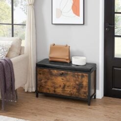Bragg Whistler Shoe Rack Storage Bench, Rustic Brown and Black