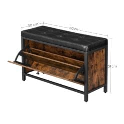 Bragg Whistler Shoe Rack Storage Bench, Rustic Brown and Black Dimensions