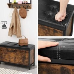 Bragg Whistler Shoe Rack Storage Bench, Rustic Brown and Black