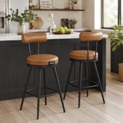 Vasagle Kitchen Counter Swivel Bar Stools with Backrest, Set of 2, Brown