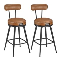 Vasagle Kitchen Counter Swivel Bar Stools with Backrest, Set of 2, Brown