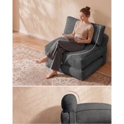 Bragg Madison Convertible Folding Sofa Chair Bed Grey