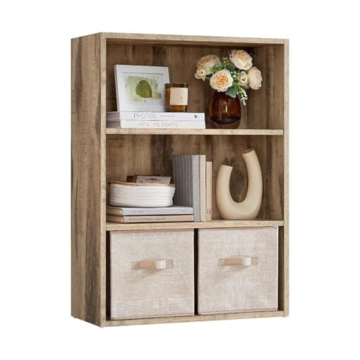 Bragg Shelby 3-Shelf Open Storage Bookcase, 81cm, Camel Brown
