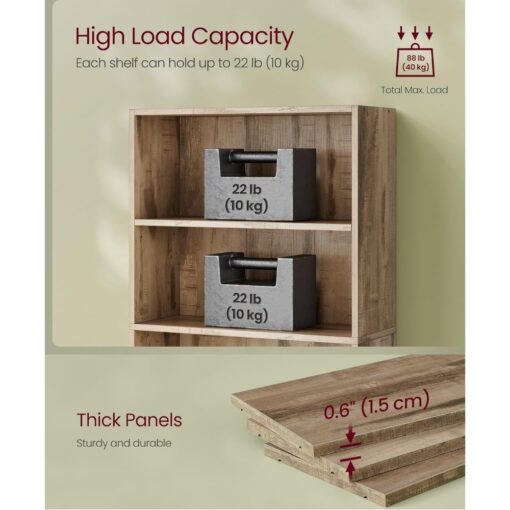 Bragg Shelby 3-Shelf Open Storage Bookcase, 81cm, Camel Brown Capacity