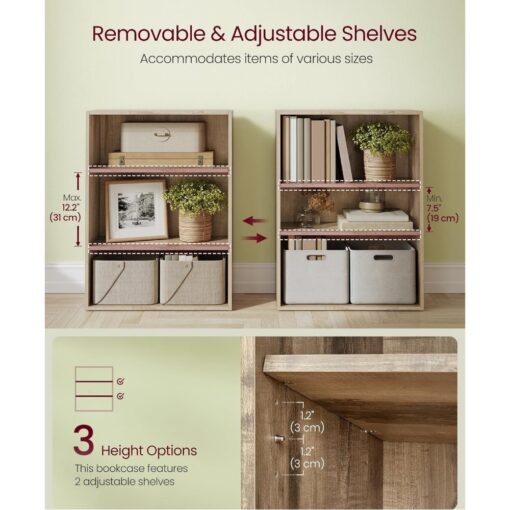 Bragg Shelby 3-Shelf Open Storage Bookcase, 81cm, Camel Brown