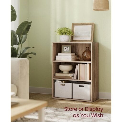 Bragg Shelby 3-Shelf Open Storage Bookcase, 81cm, Camel Brown
