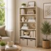 Bragg Shelby 5-Shelf Open Storage Bookcase, 130cm, Beige