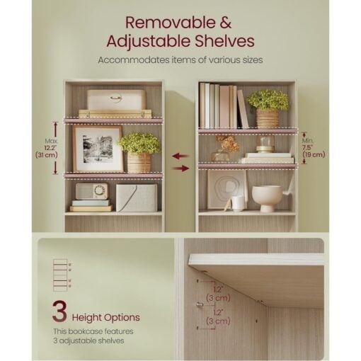 Bragg Shelby 5-Shelf Open Storage Bookcase, 130cm, Beige
