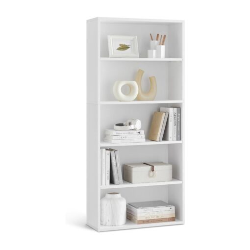 Bragg Shelby 5-Shelf Open Storage Bookcase, 130cm, White