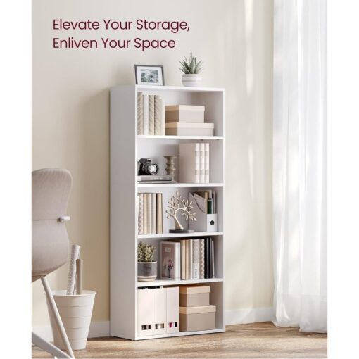 Bragg Shelby 5-Shelf Open Storage Bookcase, 130cm, White