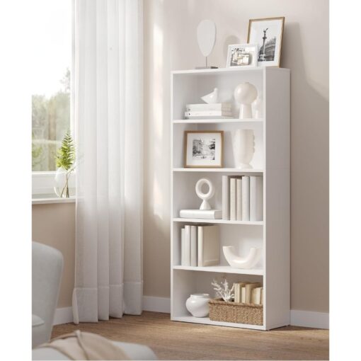 Bragg Shelby 5-Shelf Open Storage Bookcase, 130cm, White