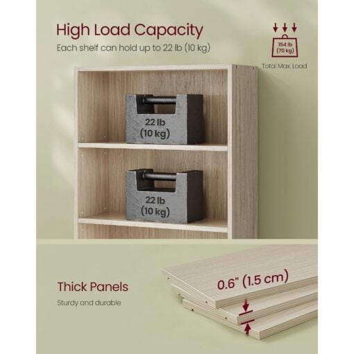 Bragg Shelby 6-Shelf Open Storage Bookcase, 160cm, Beige Capacity
