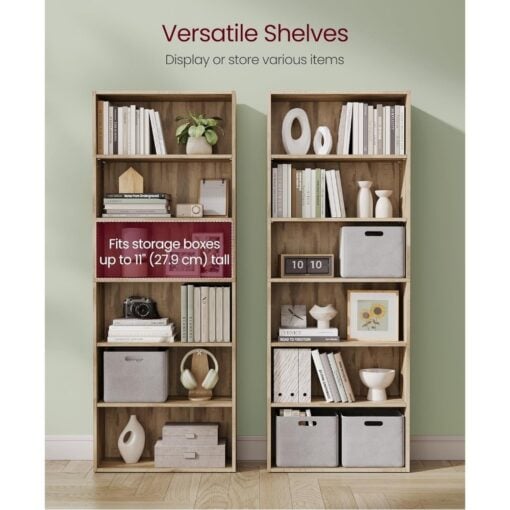 Bragg Shelby 6-Shelf Open Storage Bookcase, 160cm, Camel Brown Shelves
