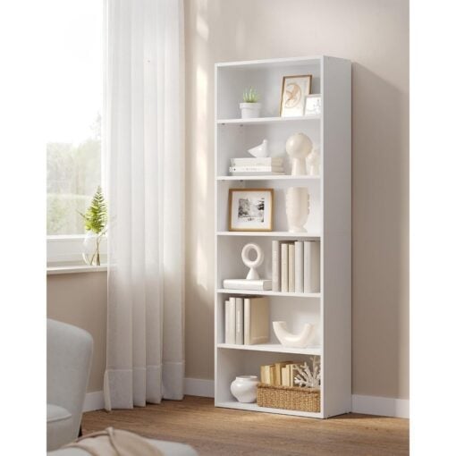 Bragg Shelby 6-Shelf Open Storage Bookcase, 160cm, White