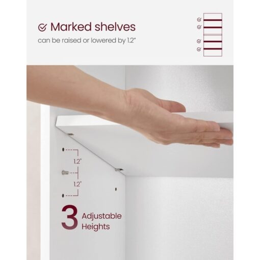 Bragg Shelby 6-Shelf Open Storage Bookcase, 160cm, White Shelves