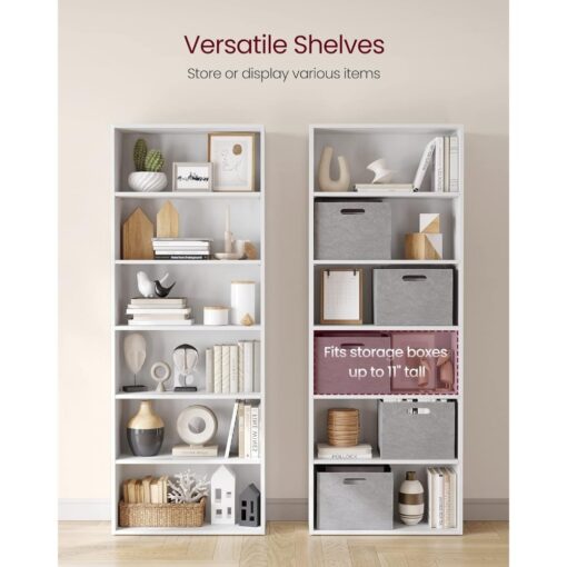 Bragg Shelby 6-Shelf Open Storage Bookcase, 160cm, White