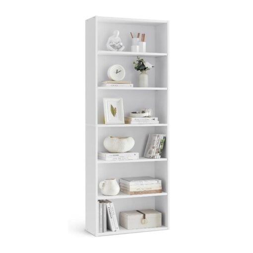 Bragg Shelby 6-Shelf Open Storage Bookcase, 160cm, White