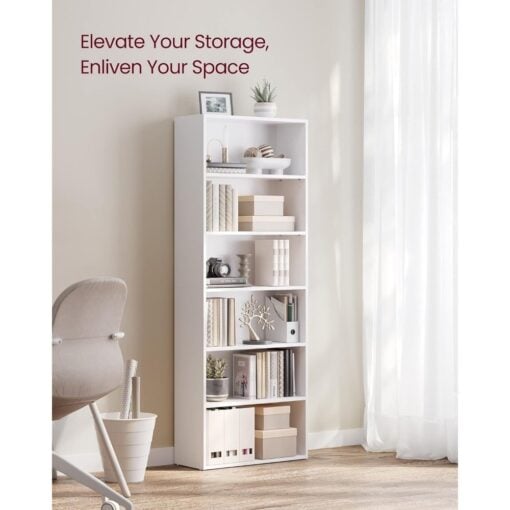 Bragg Shelby 6-Shelf Open Storage Bookcase, 160cm, White