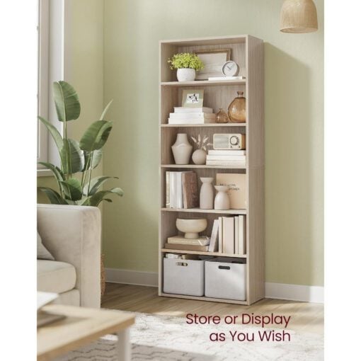 Bragg Shelby 5-Shelf Open Storage Bookcase, 130cm, Beige
