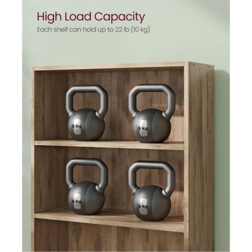 Bragg Shelby 6-Shelf Open Storage Bookcase, 160cm, Camel Brown