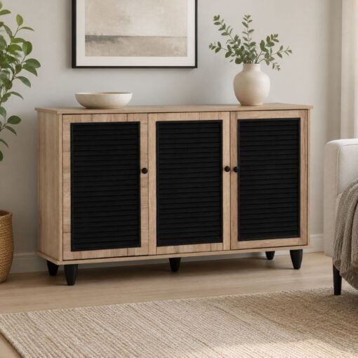 Bragg Almo 3-Door Sideboard Storage Cabinet, Sonoma Oak